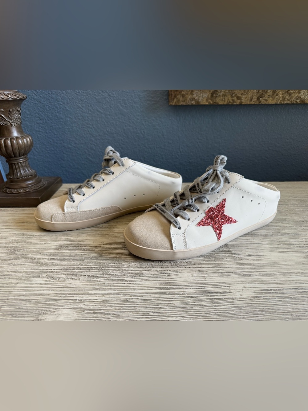 NEW!!! White Sneakers with Pink Glitter Star